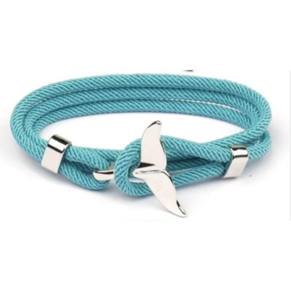 Male Simple Whale Tail Rope Bracelet High Quality Milan Line Pure Blue Silver